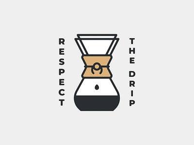 Respect The Drip badge badge design chemex coffee drip coffee flat flat design icon illustration lockup merch pourover respect sticker sticker design vector