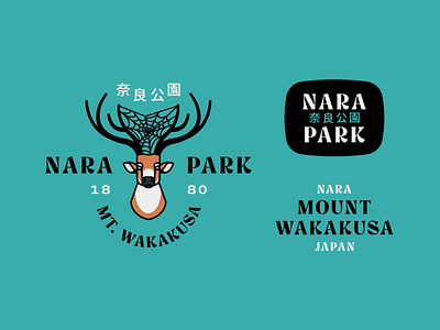 Nara Park Deer badge badge design branding deer deer logo flat flat design illustration japan japanese logo nara park park spider spider web texture typography vector