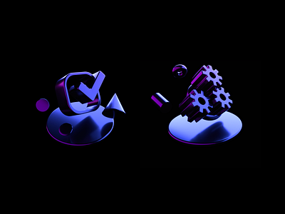 3d icons c4d check cog icon illustration octane render wiregrame