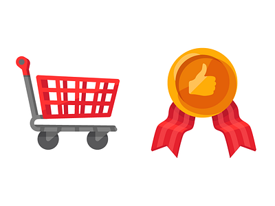 Online Store Icons gold guarantee ribbon shopping cart store