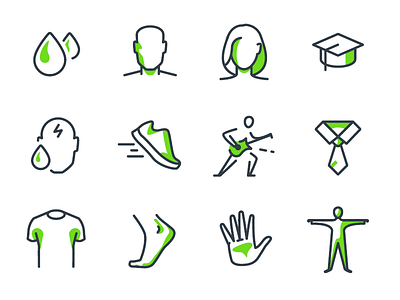 Line icons drop feet hand line lineart man minimalistic music person simple sport study sweat woman