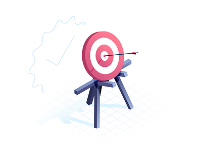 Isometric Target Practice 3d aim arrow bow goal grid isometric red shadow target