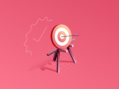 Same icon, different color scheme 3d arrow bow icon illustration isometric shadow target