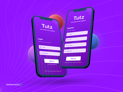 Tutz - Music app (sign in, sign up) app branding figma graphic design illustration mobile motion graphics ptoduct design ui uiux vector