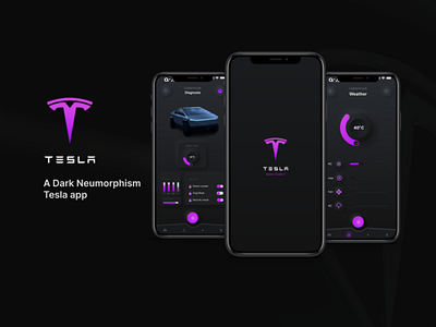 UI Design - A Dark Neumorphism Tesla app a dark neumorphism tesla app andriod behance design dribble figma ios mobile app tesla ui ux