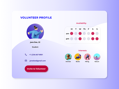 Volunteer Profile #DailyUI