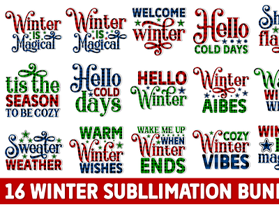 Winter Sublimation Bundle Design 3d animation branding graphic design logo motion graphics ui wine sublimation bundle