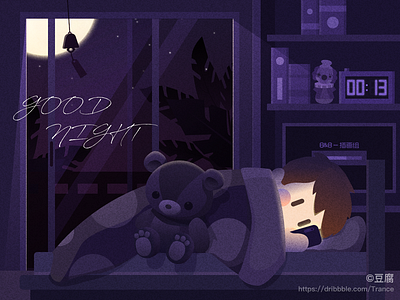 Good night everyone~🌛✨✨ apple bear design finder illustration light macbook night phone sleep sweet ui ux