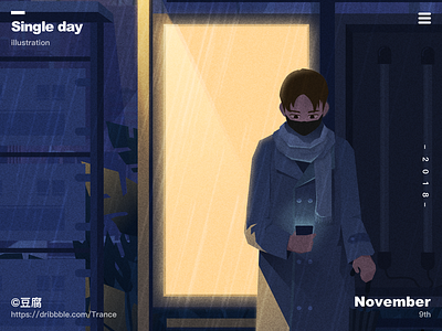 Bachelor's Day design finder illustration light lonely mac macbook night rain single ui ux