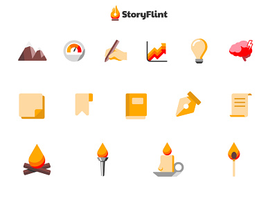 StoryFlint - Icon Development art direction branding branding design graphic design icon icon design icon set iconography icons illustrator vector web design