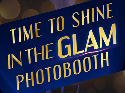 Photo Booth Banner box memory brand lighting shine glam photo booth gold blue print