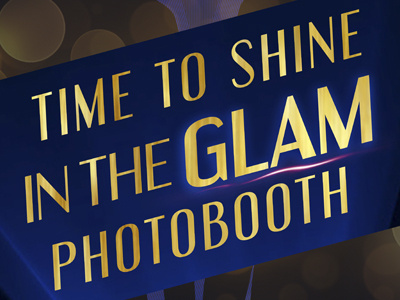 Photo Booth Banner blue box brand glam gold lighting memory photo booth print shine