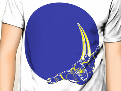Shirt in Progress and blue color cosmic cougar space theme two yellow
