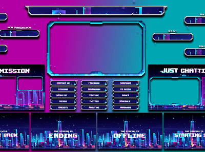 Neon Pixel Overlay animated overlay graphic design motion graphics overlay package stream overlay twitch