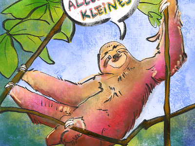 awake sloth birthdaycard digitalart funny illustration illustration procreate sloth warm colors