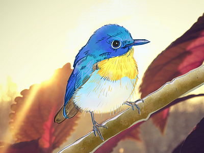 little blue Bird bird blue collage create stuff illustration romance spring