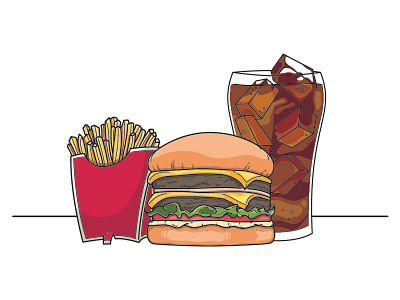 Junk Food cola food french fries hamburger illustration