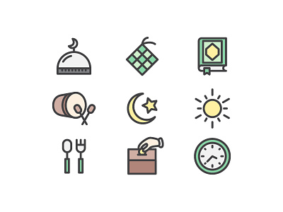 Ramadhan Icons Pack fasting holy moon icons outline pray ramadhan religion