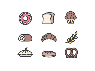 Bread Icons Pack bread food icon outline vector