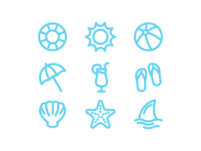 Beach Icons Pack Outline beach icon illustration summer vector