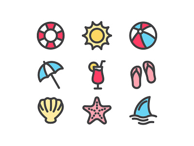 Beach Icons Pack beach icon illustration summer vector