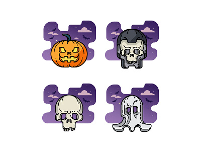 Halloween Pack 1 costume ghost grim reaper halloween illustration pumpkin head skull vector