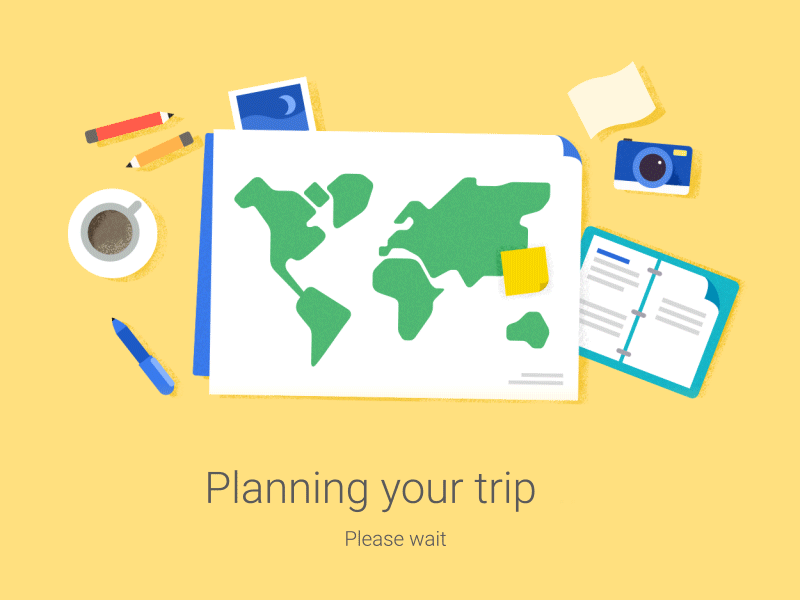 Planning Your Trip - Please Wait illustration loading map please wait travel trip
