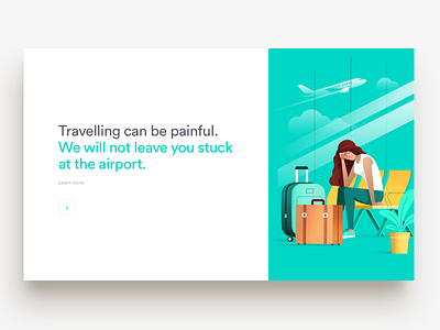 Kiwi.com - Guarantee illustration airport clean flight illustration missed flight travel ui ux web website white