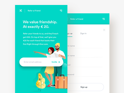 Refer A Friend Mobile Version airport clean flight friend illustration mobile refer a friend travel ui ux web