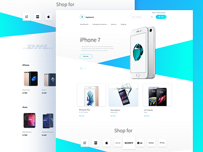 Smartphone Shopify Store clean gradient minimalistic shop smathphone store ui ux web website white