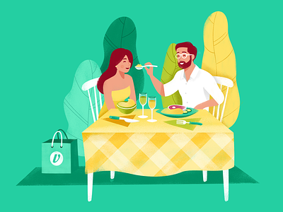 Illustration Nr. 1 For Vittle couple eating food illustration lunch man ui ux website woman