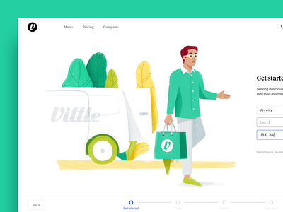 Illustration For Vittle Nr. 2 delivery eat food green illustration lunch man ui ux website