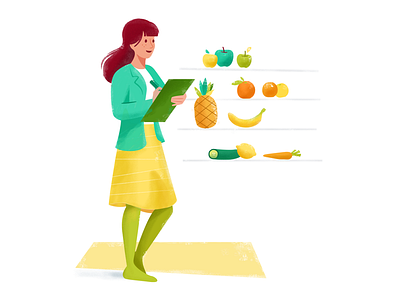 Nutritionist Illustration For Vittle Nr. 3 delivery eat food green illustration nutritionist ui ux website woman