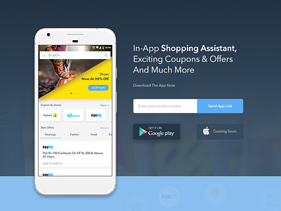 Grabon App Landing Page android app app design coupons ecomm grabon mobile app offers shopping ui ux web design