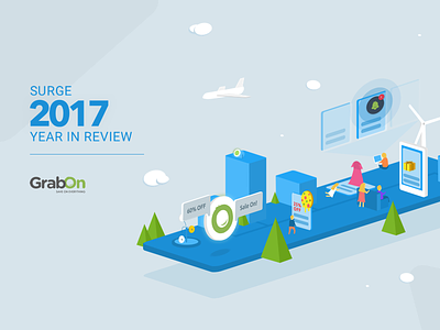 GrabOn 2017 Year in Review | Surge 2017 2017 cards coupons end of year grabon gradients offers responsive review timeline ui ux