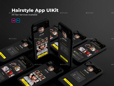 Hairstyle App UiKit clean hairstyle hairstyle app ios app light ui minimal modern ui online application psd uikit ui app ui design