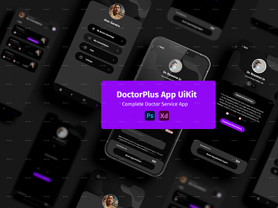Doctor Plus App UiKit adobe adobe photoshop ui adobe xd app interface doctor plus app ui kit doctor services graphic design psd included ui xd app uikit