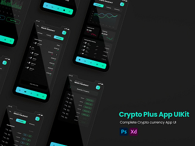 CryptoPlus App UIKit adobe xd uikit android app design app design applications buy share creative crypto dark ui graphs high resolution ios app uikit layered