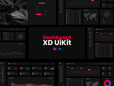 Dashboard XD Uikit adobe xd ui kit business dashboard clean company dashboard dark ui dashboard dashboard ui kit graph ui high resolution layered ui kit minimal modern ui