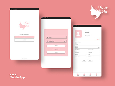 Skincare Mobile App feminim graphic design login mobile pink profile registration sign in sign up smooth ui ux white