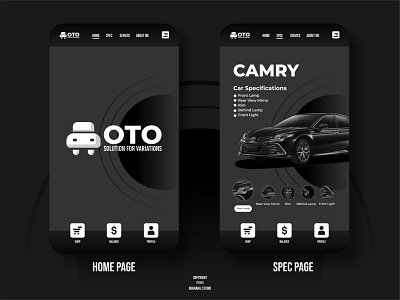 UI Mobile Otomotif Dark Layout