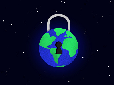 Lockdown closed earth globe lock lockdown procreate space universe world