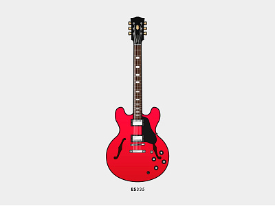 Es 335 es335 gibson guitar instrument music red simple vector vintage