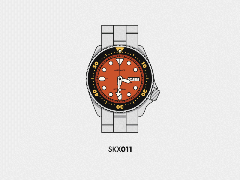 SKX011 dive divewatch motion orange seiko time watch wristwatch