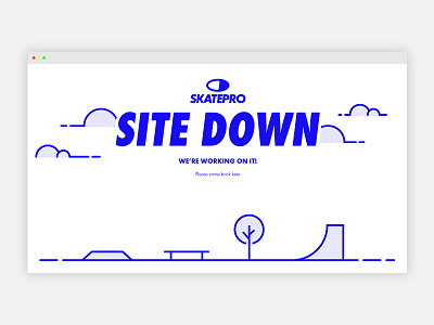 SkatePro Site Down Page blue clouds error error 404 skate skatepark vector web website