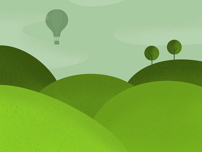 Green Hills air balloon grass green hot air ballon landscape procreate sky