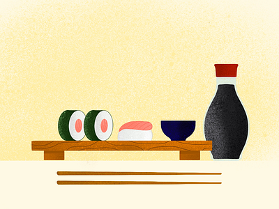 Sushi chopsticks fish food procreate soy sushi