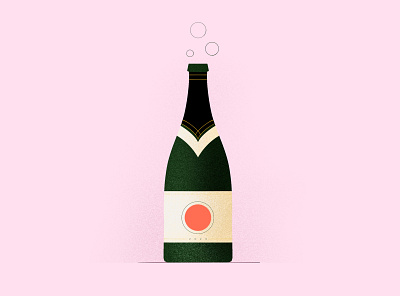 POP 2020 bottle champagne party pink procreate wine