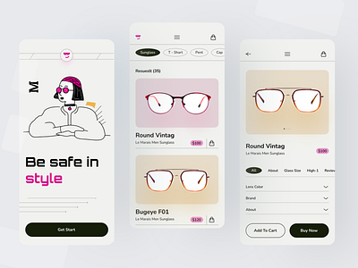 Sunglasses e-commerce mobile app