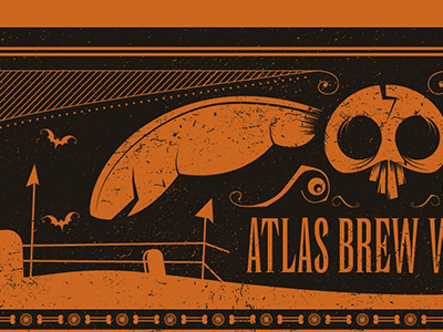 Atlas All Souls Day Bash bat beer craft graveyard halloween illustration vector